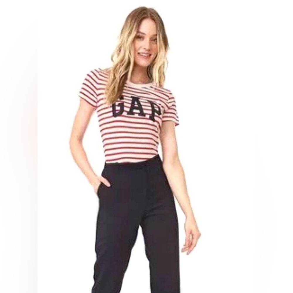 GAP Red and White Striped Short Sleeve Tee
